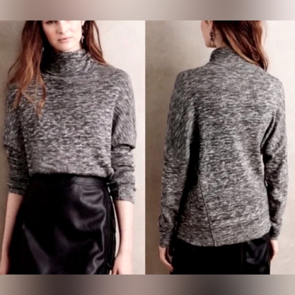 Anthropologie Moth Annona Wool Blend Turtleneck Sweater Heathered Grey Medium